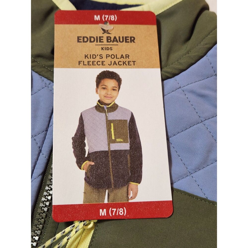Eddie Bauer Kids Polar Fleece Jacket Medium 7/8 Peacoat Blue NWT - Picture 4 of 6